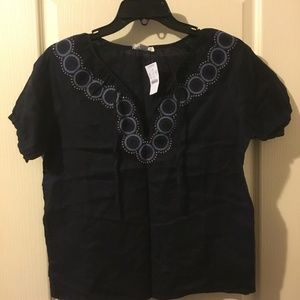 J Crew linen embroidered peasant blouse sz 4